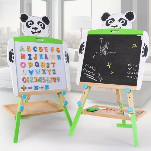 Children Educational Wooden Easel Panda Drawing Board Sets Painting Learning Drawing Easel For Kids