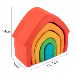 Wooden Rainbow Stacking Toy Coral Wooden Stacker Blocks Waldorf Montessori Educational Toy For Kids