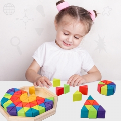 New Design Children Montessori Education Block Wooden Rainbow Triangle Shape Blocks Toy Building Blocks Toy