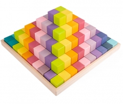 Wooden Puzzle Blocks Toddlers Rainbow Block Stacker Kids Wooden Educational Montessori Material Toys