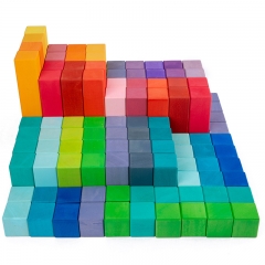 Montessori Early Childhood Teaching Aids Wooden Rainbow Tower Children Cube Building Blocks Toys