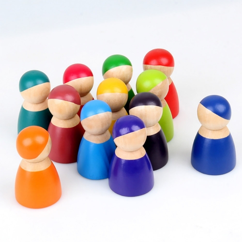 Starlink New Wooden Toy For Montessori Kids Early Education Rainbow Peg Dolls 12 Pcs