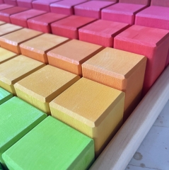 Wooden Rainbow Education Toys Kids Play Wooden Rainbow Stack Block Montessori Toys For Child Building Blocks