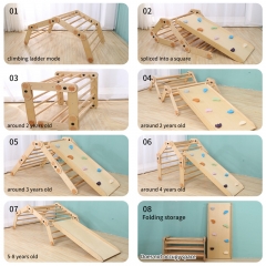 Montessori Wooden Climbing Frame Foldable Indoor Play Gym Playground Children Pickler Triangle Climbing