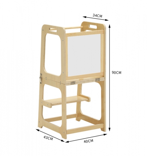 Adjustable Height Kids Wooden Kitchen Step Stool Foldable Montessori Learning Tower For Toddler Kids