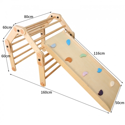 Montessori Wooden Climbing Frame Foldable Indoor Play Gym Playground Children Pickler Triangle Climbing