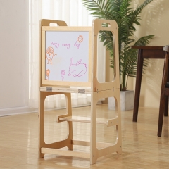 Kid Foldable Kitchen Helper With Writing Board Kids Step Stool Learning Tower For Children Wooden Montessori Learning Tower