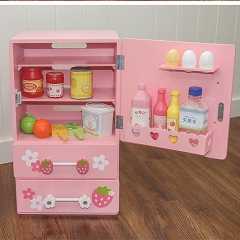 Kids Wooden Kitchen Toy Furniture Toy Diversity Refrigerator Model Pretend Games Furniture Toy Set For Kids