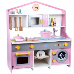 Children Wooden Kitchen Pretend Play House Toy Montessori Early Education Simulation Kitchen Set Series