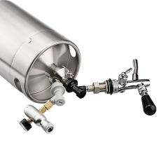 HB-BKT2 Stainless Steel 2L Mini Beer Keg Growler with Adjustable Tap Faucet and CO2 Injector for Beer,Soda,Wine