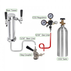 HB-BR231 CO2 Regulator, Keg Beer Regulator CGA320 Inlet, with 5/16'' Barbed Switch & Pressure Relief Valve for Gas 0-3000 PSI (Dual Gauge)