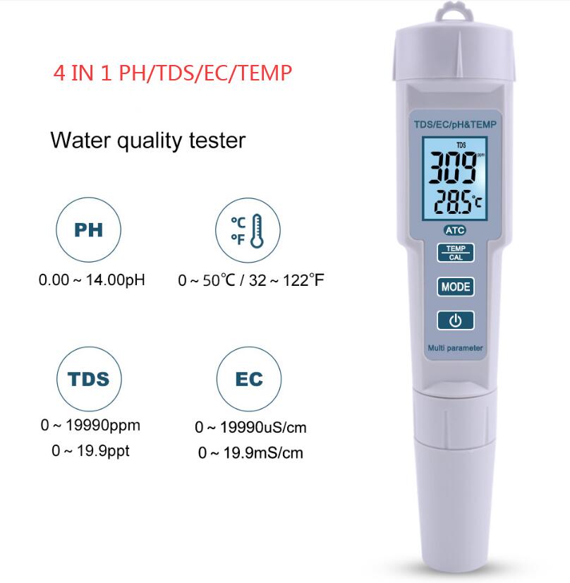 PH-686 4 in 1 PH/TDS/EC/Temp Meter PH Meter Digital Water Quality ...