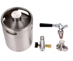 HB-BKT2F 2L Mini Stainless Steel Beer Keg With Tap Faucet Pressurized Home Beer Brewing Craft Beer Dispenser Growler Mini Beer Keg System