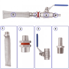 HB-WK02 Homebrew Weldless Kettle Keg Convert Kit Quick Disconnect 6inch Bazooka Screen Mash Tun 3-piece Ball Valve Kit New Bulkhead