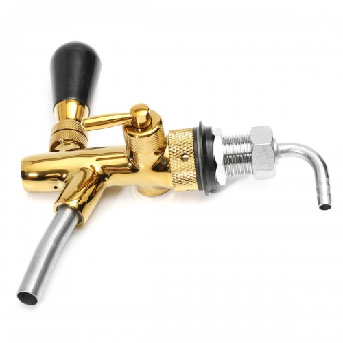 HB-BT07G Gold color Adjustable G5/8 Draft Beer Faucet With Flow Controller Draft Shank Tap Chrome Plating For Keg Tap