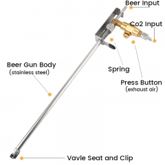 HB-BF30 Beer Gun Bottle Filler Co2 Carbonation Kit,Stainless Steel Beer Bottler with Ball Lock Home Brew Bottling Equipment Accessemble