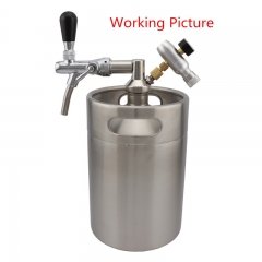 HB-KT30 Stainless Steel Mini Keg Dispenser Tap Beer Growler Spear With Flow Control Beer Faucet & Co2 Charger Kit