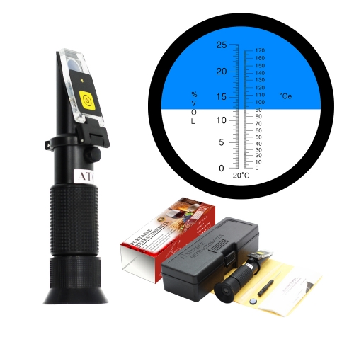 LED-RHW-25Vol ATC alcohol 0-25%Vol 0-170Oe Refractometer With LED Light