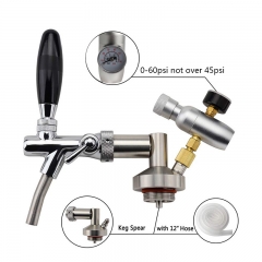 HB-BKT5F mini keg 5l,Pressurized Beer Keg System 64oz Stainless Steel Mini Growler Keg Adjustable Beer Tap Faucet Premium CO2 Charger Kit