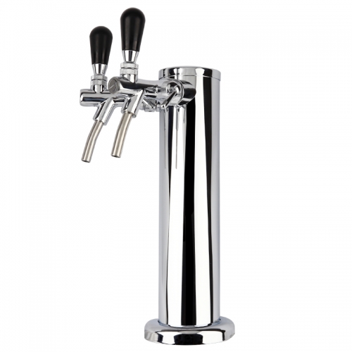 HB-BTT2B Adjustable Dual Faucet Beer Tower Classical Sliver Polished Beer Column Tower with double adjustable taps ,Bar Accessories