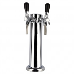 HB-BTT2B Adjustable Dual Faucet Beer Tower Classical Sliver Polished Beer Column Tower with double adjustable taps ,Bar Accessories