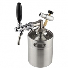 HB-BKT5F mini keg 5l,Pressurized Beer Keg System 64oz Stainless Steel Mini Growler Keg Adjustable Beer Tap Faucet Premium CO2 Charger Kit