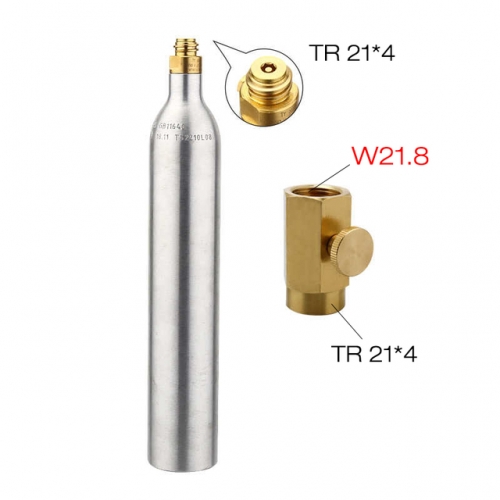 HB-CC06LW Soda Water Cylinder, 0.6L High Pressure Aluminum Bottle Soda Tank with Refill Soda Adapter Valve W21.8