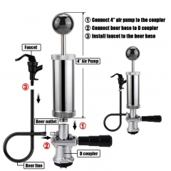 HB-BP20 4 Inch Picnic & Party Pump, Beer Keg Tap Simple Homebrew Kegerator Dispenser Keg Party Pumps with D System/ S System Keg Coupler