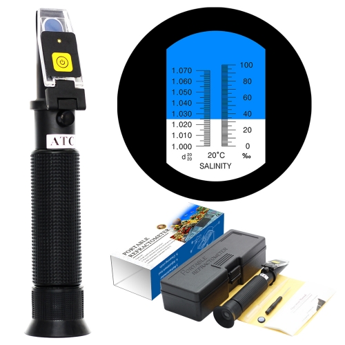 LED-RHS-10 ATC salinity 0-10% 1.000-1.070RI Refractometer With LED Light