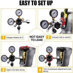 HB-BTW218 W21.8 Co2 Regulator,Homebrew Keg Kegerator Regulator 3000PSI Pressure Dual Guage Co2 Regulator with Safety Pressure Relief Valve