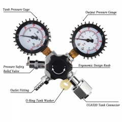 HB-BT220 Keg Regulator CO2, Kegerator Regulator CGA-320/W21.8, 0-60 PSI Working Pressure, 0-3000 PSI Tank Pressure Co2 Pressure Regulator