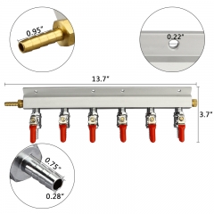 HB-CD06 Homebrew Six Way 6-way Beer Brewing Gas Manifold CO2 Distributor Manifold Splitter