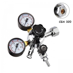 HB-BR231 CO2 Regulator, Keg Beer Regulator CGA320 Inlet, with 5/16'' Barbed Switch & Pressure Relief Valve for Gas 0-3000 PSI (Dual Gauge)