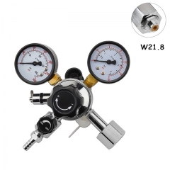 HB-BR230 CO2 Regulator, Keg Beer Regulator W21.8 Inlet, with 5/16'' Barbed Switch & Pressure Relief Valve for Gas 0-3000 PSI (Dual Gauge)