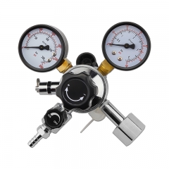 HB-BR230 CO2 Regulator, Keg Beer Regulator W21.8 Inlet, with 5/16'' Barbed Switch & Pressure Relief Valve for Gas 0-3000 PSI (Dual Gauge)