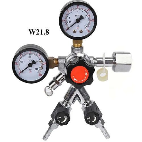 HB-BT201 CO2 Dual Gauge Regulator with Y splier and two Checkvalve, Homebrew CO2 Regulator, 0~3000psi, 0~60psi,W21.8