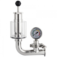 HB-PV08 Sanitary Pressure Relief Valve 1.5'' Tri Clamp Spunding Valve with Pressure Guage, Fermenter Air Release Bunging Pressure Device Features:  Available is dead weight or spring loaded design Fast tight design Gas tight design Choise of material