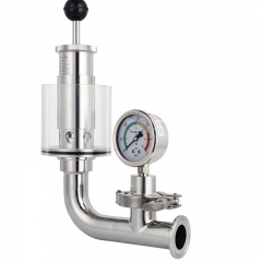 HB-PV08 Sanitary Pressure Relief Valve 1.5'' Tri Clamp Spunding Valve with Pressure Guage, Fermenter Air Release Bunging Pressure Device Features:  Available is dead weight or spring loaded design Fast tight design Gas tight design Choise of material