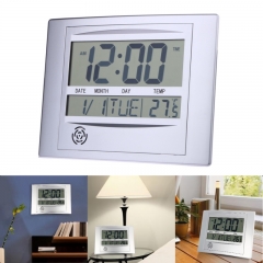 DT-08 LCD Digital Wall Clock With Thermometer Electronic Temperature Meter Calendar Indoor Desk Digital Wall Clock