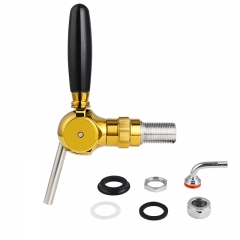 HB-BT45G Golden Belgian Beer Tap Faucet, G5/8 thread shank & Keg Flowing Control Ball Home Brewing Silver Draft Beer Tap Beer Soda Kit