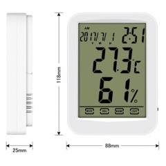 DT-16 Digital touch screen thermometer hygrometer Alarm Clock, with backlight