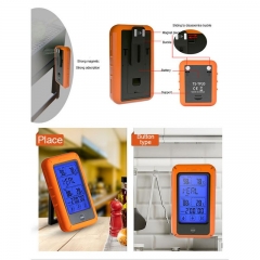 KT-TSTP20 Kitchen Thermometer Wireless Touch Screen BBQ Cooking Thermometer Dual Channel Digital Display Backlit Function