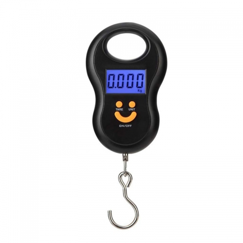 PS101A-50KG 50Kg 10g Portable Hanging Scale Digital Scale BackLight Electronic Fishing Weights Pocket Scale Luggage Scales Black