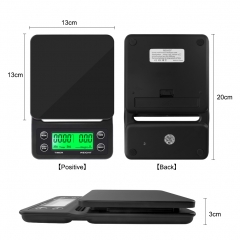 CS01-3KG 3kg/0.1g Coffee Scale With Timer Portable Electronic Digital Kitchen Scale High Precision LCD Electronic Scales