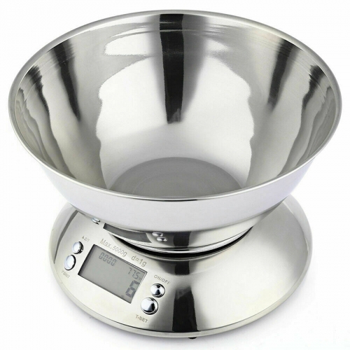 KS01A-5KG 5kg 1g Stainless Steel Kitchen Scale 5kg Electronic Scale Kitchen Food Balance Cuisine Precision Digital Scale With Bowl Cook Tool