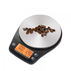 DS15A-3KG 3kg 0.1g Digital Coffee Scale With Timer Glass Surface High Precision Kitchen Electronic Scales With Orange Backlight