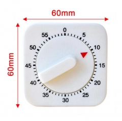 TM-104 60 Minutes Kitchen Timer Count Down Alarm Reminder White Square Mechanical Timer for Kitchen Food Preparation Baking