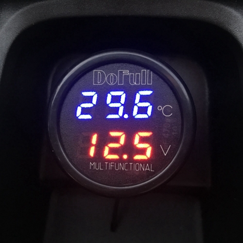 DF-01 USB Charger Digital Car Battery Voltage Voltmeter Temperature Meter Monitor for 12V and 24V Battery