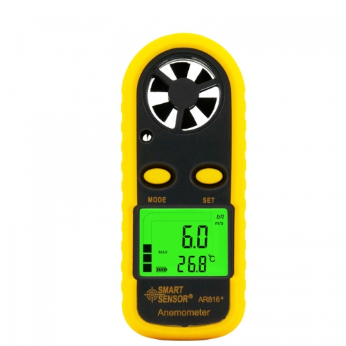AR816 Digital Anemometer 0-30ms Air Wind Speed Meter Temperature Tester Anemometro Gauge with LCD Backlight Display
