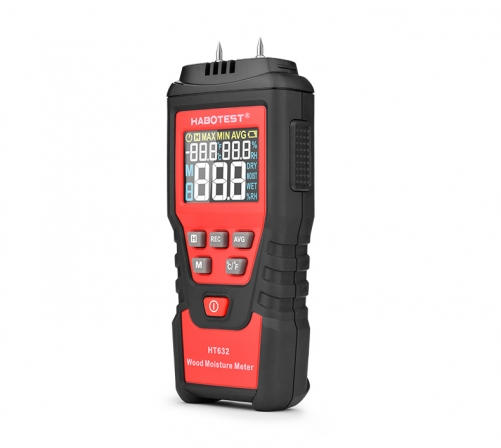 HT632 Wood Testing Instrument Portable Digital Wood Moisture Meter TesterHabotest HT632 Wood Moisture Meter with 0-58.0% with Self Calibration